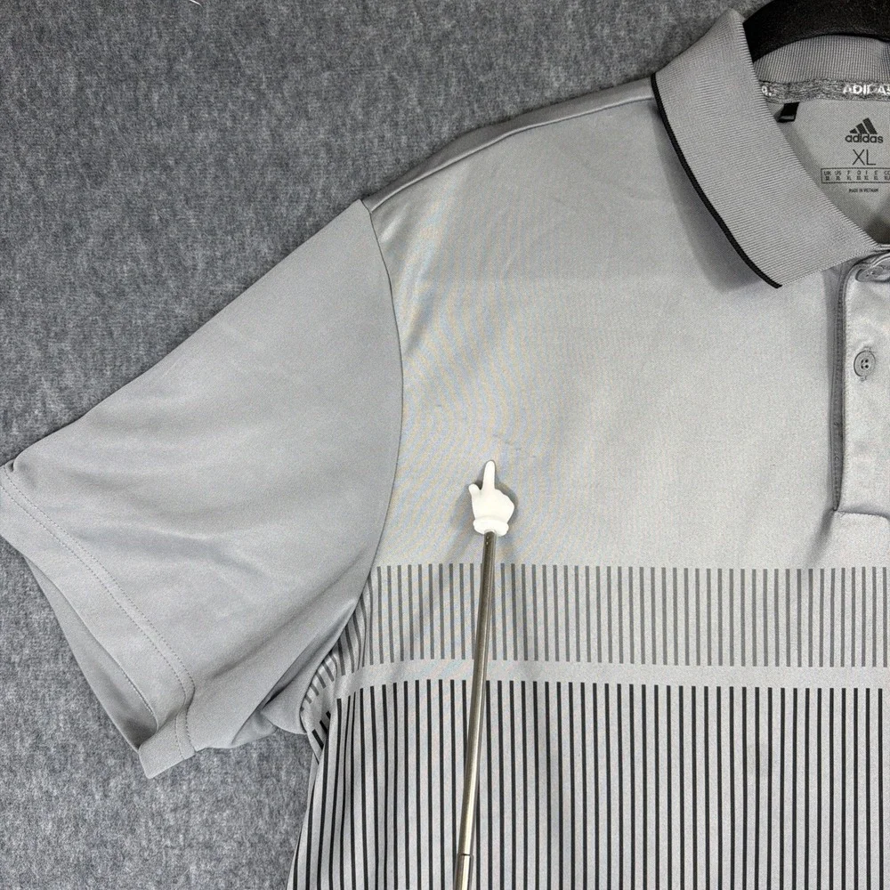 Adidas Golf Polo Shirt Men XL Gray Short Sleeve Preppy‎
